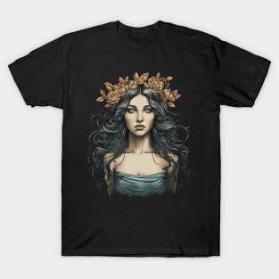 Aphrodite Greek Goddess Floral Tiara T-Shirt